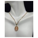 14K Gold Italian Chain Necklace with Anchor Cameo Pendant 14K Gold Italian Chain Necklace with Anchor Cameo Pendant