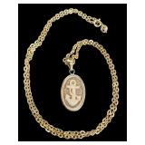 14K Gold Italian Chain Necklace with Anchor Cameo Pendant 14K Gold Italian Chain Necklace with Anchor Cameo Pendant