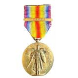 World War I Allied Victory Medal with Rainbow Ribbon and France Bar World War I Allied Victory Medal with Rainbow Ribbon and France Bar