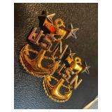 Pair of Sterling Silver USN Navy Anchor Insignia Pins with Stars, 1 Inch Pair of Sterling Silver USN Navy Anchor Insignia Pins with Stars, 1 Inch