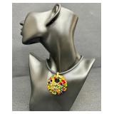 Venezia Classica Murano Glass Pendant Necklace, 2 Inch Multicolor Disc Venezia Classica Murano Glass Pendant Necklace, 2 Inch Multicolor Disc