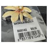 Magnolia Floral Brooch Pin, Cream Enamel, 1.5 Inch Magnolia Floral Brooch Pin, Cream Enamel, 1.5 Inch