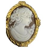 18K Gold Cameo Pendant with Carved Profile 18K Gold Cameo Pendant with Carved Profile