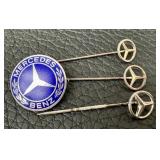 Vintage Mercedes-Benz Pin and Set of 3 Logo Stickpins Vintage Mercedes-Benz Pin and Set of 3 Logo Stickpins