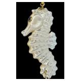 Carved Mother of Pearl Seahorse Pendant with 14K Gold Accent Carved Mother of Pearl Seahorse Pendant with 14K Gold Accent