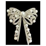 Stauer Bow Brooch with Pearls and Crystal Accents Stauer Bow Brooch with Pearls and Crystal Accents