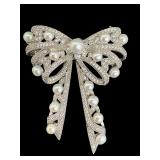 Stauer Bow Brooch with Pearls and Crystal Accents Stauer Bow Brooch with Pearls and Crystal Accents