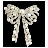 Stauer Bow Brooch with Pearls and Crystal Accents Stauer Bow Brooch with Pearls and Crystal Accents