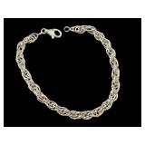 Sterling Silver 7 Inch Twisted Rope Chain Bracelet Sterling Silver 7 Inch Twisted Rope Chain Bracelet