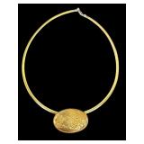 18 Inch Reversible Sterling Silver Necklace with 2 Inch Gold Tone Chariot Pendant 18 Inch Reversible Sterling Silver Necklace with 2 Inch Gold Tone Chariot Pendant