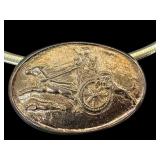 18 Inch Reversible Sterling Silver Necklace with 2 Inch Gold Tone Chariot Pendant 18 Inch Reversible Sterling Silver Necklace with 2 Inch Gold Tone Chariot Pendant