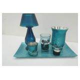 Blue Teal Glass Home Decor Lot