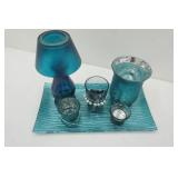 Blue Teal Glass Home Decor Lot