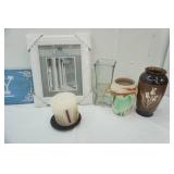 Home Decor Lot: Potter Vases, Pantry Sign, Photo Frame, Mirror