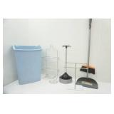 Trash Can, Plunger, Shower Rack, Broom and Dust Pan