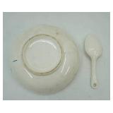 Vintage Stoneware Pennsylvania Dutch Style Bowl & Ceramic Spoon
