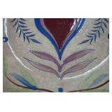 Vintage Stoneware Pennsylvania Dutch Style Bowl & Ceramic Spoon