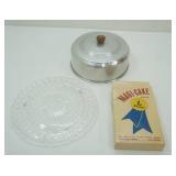 Vintage Footed Cake Plate w/Aluminum Cover