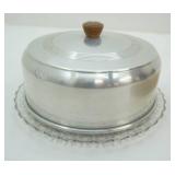 Vintage Footed Cake Plate w/Aluminum Cover