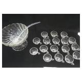 Vintage Hazel Ware Colonial Crystal Punch Bowl Set ("Seashell" produces in the 1960s)