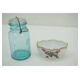Vintage Lefton China & Vintage Ball Canning Jar with Lid