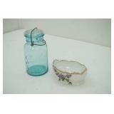 Vintage Lefton China & Vintage Ball Canning Jar with Lid