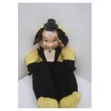 Vintage Rubber Faced Bunny 32" long with hat