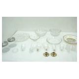 Crystal Serving Dishes, Vintage Apple Pie Plate, Candle Votives, 2 Glass Jars