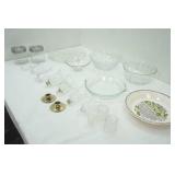 Crystal Serving Dishes, Vintage Apple Pie Plate, Candle Votives, 2 Glass Jars