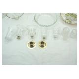 Crystal Serving Dishes, Vintage Apple Pie Plate, Candle Votives, 2 Glass Jars