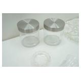 Crystal Serving Dishes, Vintage Apple Pie Plate, Candle Votives, 2 Glass Jars