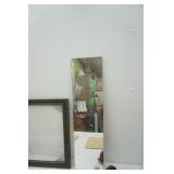 Frameless Mirror, 2 Small Corner Shelves, Woven Placemats, Frame with Glass