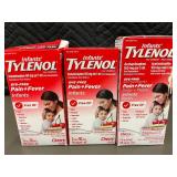 Lot of 3 Infants Tylenol Dye-Free Pain + Fever Cherry 1oz Each 11/2024