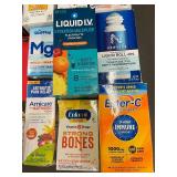 Collection of Dietary Supplements, Pain Relief, and Hydration Products