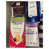 Health and Personal Care Lot with Supplements, Shampoo, Sunscreen, and Oral Care