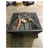 Hampton Bay Tipton 34.00 in. W Rubbed Bronze Steel Wood Outdoor Fire Pit with Screen and Poker Included  Customer Returns See Pictures