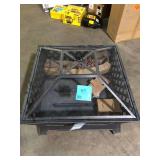 Hampton Bay Tipton 34.00 in. W Rubbed Bronze Steel Wood Outdoor Fire Pit with Screen and Poker Included  Customer Returns See Pictures