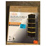 HDX Steel Wire Garage Storage Tote Rack with Casters for 27 Gal. Totes in Black (22 in. W x 69 in. H x 28.5 in. D)  Customer Returns See Pictures