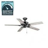 Hampton Bay Bayfield 52 in. Indoor Matte Black Dry Rated Downrod Ceiling Fan with 5 Reversible Blades Customer Returns See Pictures