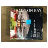 Hampton Bay Sadler 29.33 in.W Rubbed Bronze Steel Wood Outdoor Fire Pit with Cover and Poker Included   Customer Returns See Pictures