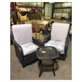 Brown Swivel Glider Wicker Outdoor Conversation Set  Beige Cushions Customer Returns See Pictures
