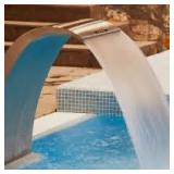 VEVOR Waterfall Pool Fountain 15.4 x 7.9 x 1.5 in. Pool Waterfall with Curved Design Waterfall Pond Spillway for Pool, Silver  Customer Returns See Pictures