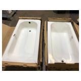 Lot of Bootz Industries Aloha 60 in. x 30 in. Soaking Bathtub with Right Drain in White Damaged Customer Returns See Pictures