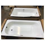 Lot of Bootz Industries Aloha 60 in. x 30 in. Soaking Bathtub with Right Drain in White Damaged Customer Returns See Pictures