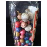 VINTAGE JAR FILLED WITH CLAY MARBLES
