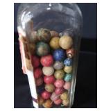 VINTAGE JAR FILLED WITH CLAY MARBLES