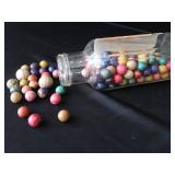 VINTAGE JAR FILLED WITH CLAY MARBLES