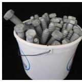 2 ICREAM PAILS FULL OF  NEW GALVANIZED CARBON STEEL HEX BOLTS