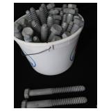 2 ICREAM PAILS FULL OF  NEW GALVANIZED CARBON STEEL HEX BOLTS