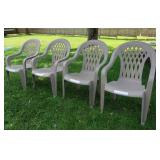 4 LIKE NEW PLASTIC LAWN CHAIRS
